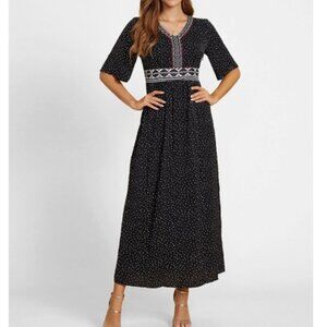 One Loved Babe Women's Polka Dots Half Sleeves Maxi Dress - XL